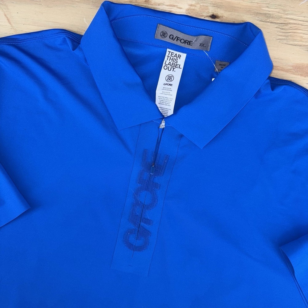 New G/FORE Circle G's Golf Polo XXL 2XL 1/4 Zip Solid Blue Nylon Stretch UPF